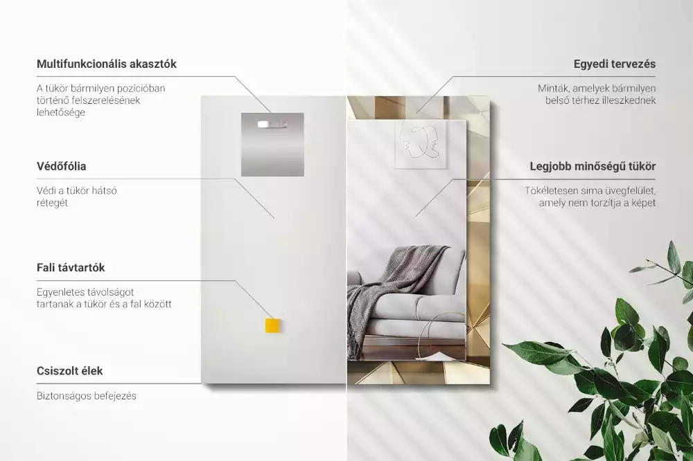 Espejo rectangular estampado formas geométricas