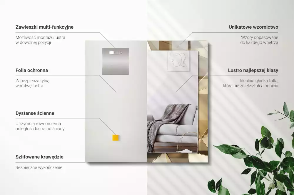 Espejo rectangular estampado formas geométricas