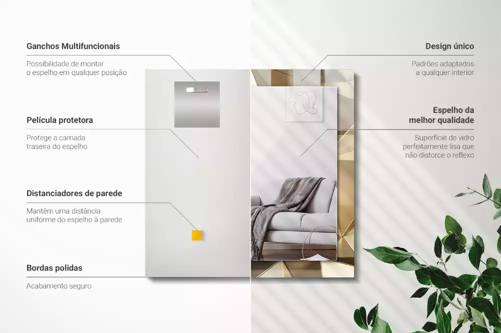 Espejo rectangular estampado formas geométricas