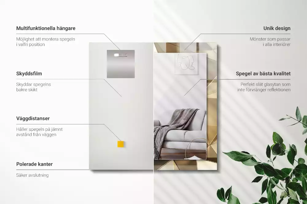 Espejo rectangular estampado formas geométricas