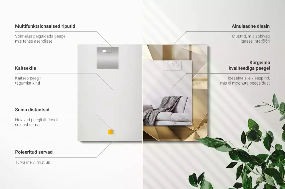 Espejo rectangular estampado formas geométricas