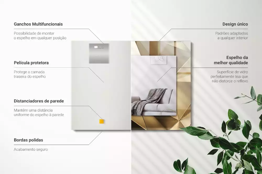 Espejo rectangular estampado formas geométricas