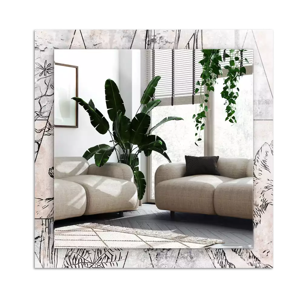 Espejo rectangular estampado Plantas de ciervo y zorro