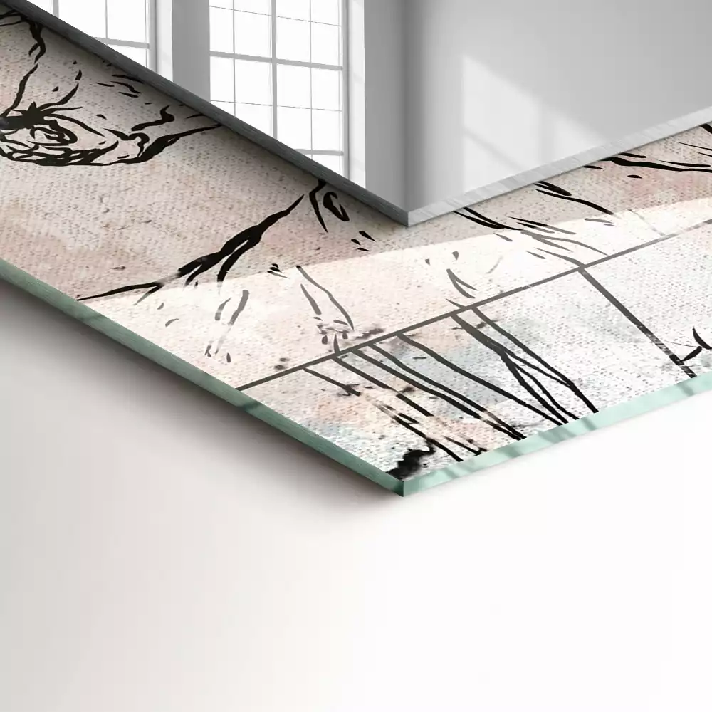 Espejo rectangular estampado Plantas de ciervo y zorro