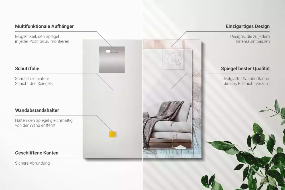 Espejo rectangular impreso Plantas pastel