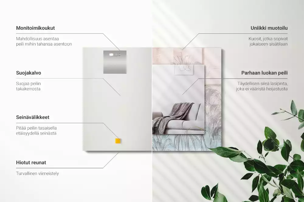 Espejo rectangular impreso Plantas pastel