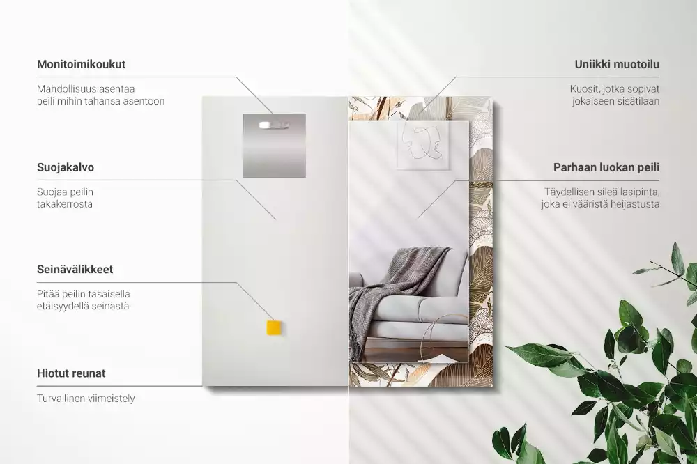 Espejo rectangular impreso Patrón tropical de hojas