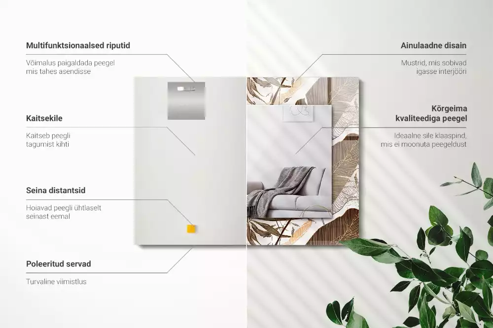Espejo rectangular impreso Patrón tropical de hojas