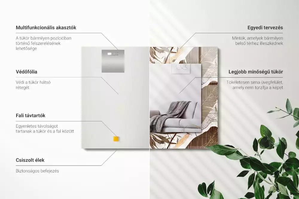 Espejo rectangular impreso Patrón tropical de hojas