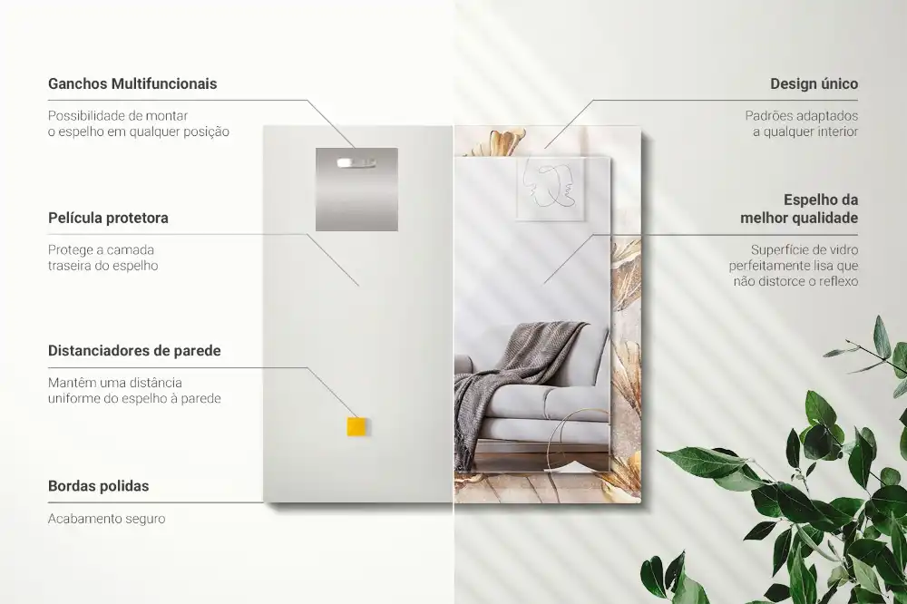 Espejo rectangular estampado Flores vintage