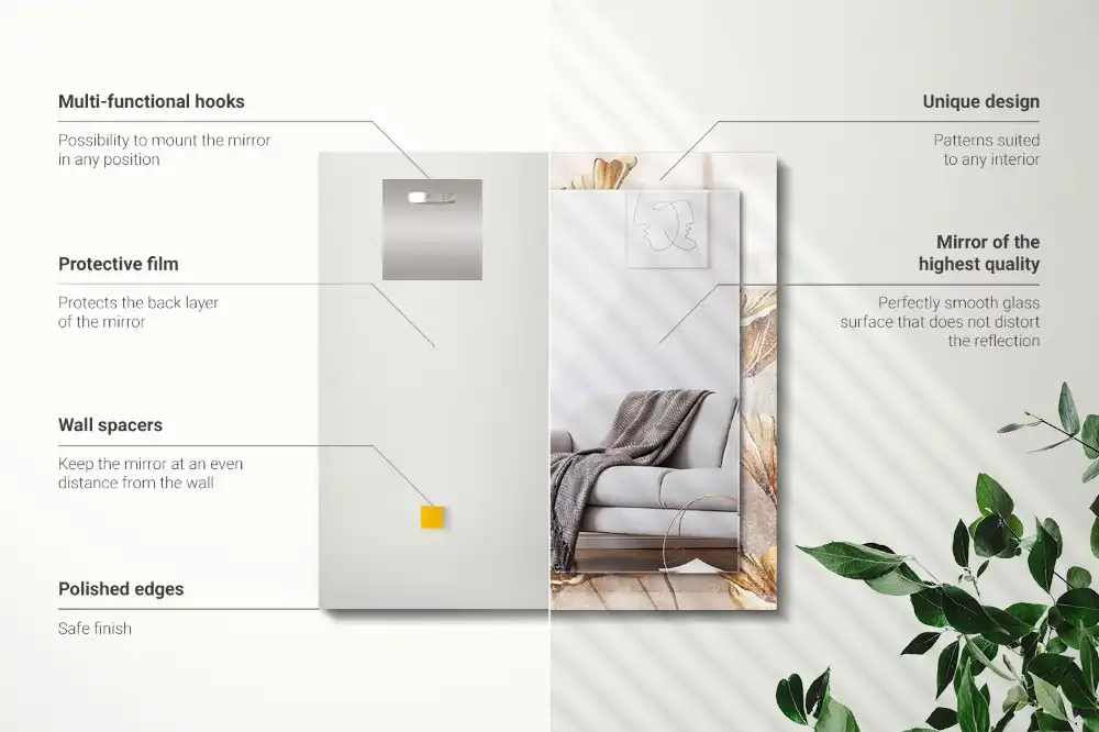 Espejo rectangular estampado Flores vintage