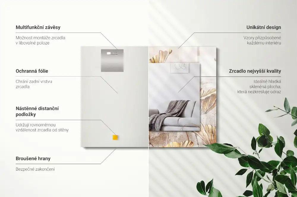 Espejo rectangular estampado Flores vintage