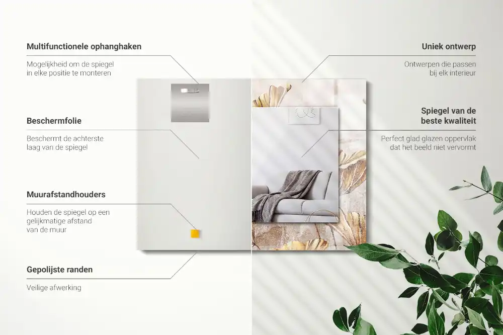 Espejo rectangular estampado Flores vintage