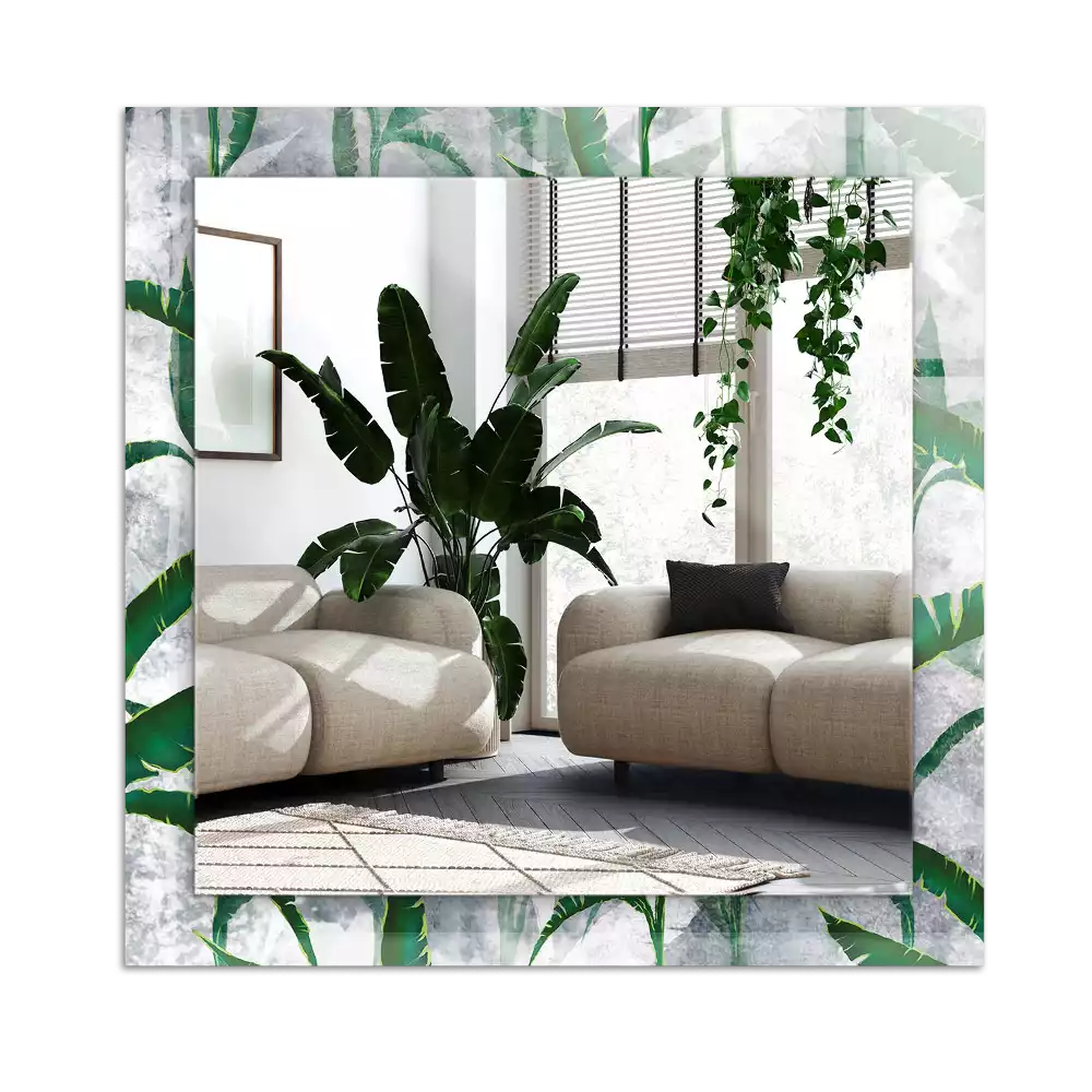 Espejo rectangular estampado Hojas verdes de la planta