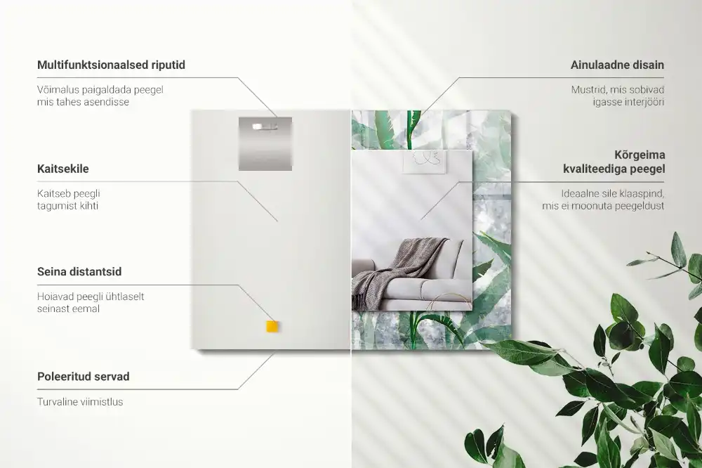 Espejo rectangular estampado Hojas verdes de la planta