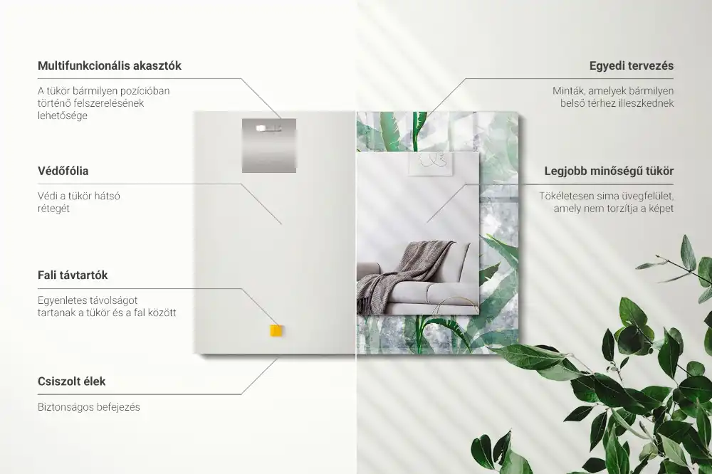 Espejo rectangular estampado Hojas verdes de la planta