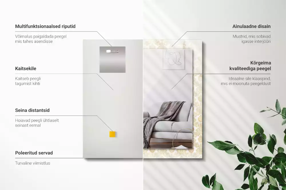 Espejo rectangular impreso Adornos amarillos