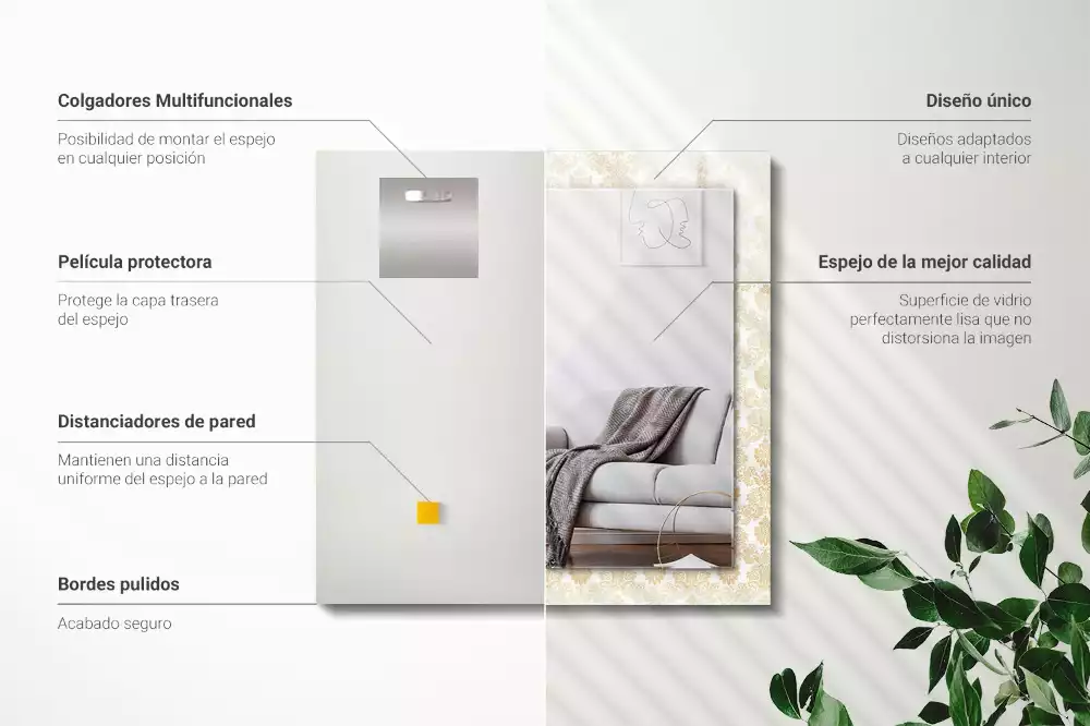 Espejo rectangular impreso Adornos amarillos