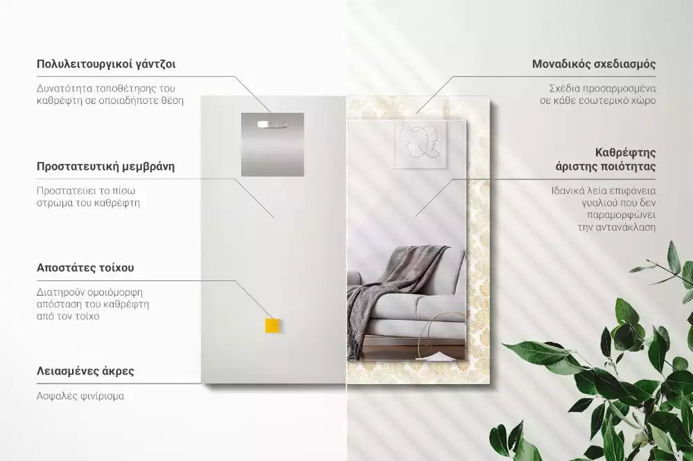 Espejo rectangular impreso Adornos amarillos