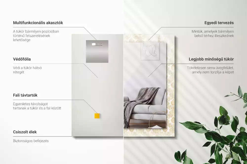 Espejo rectangular impreso Adornos amarillos