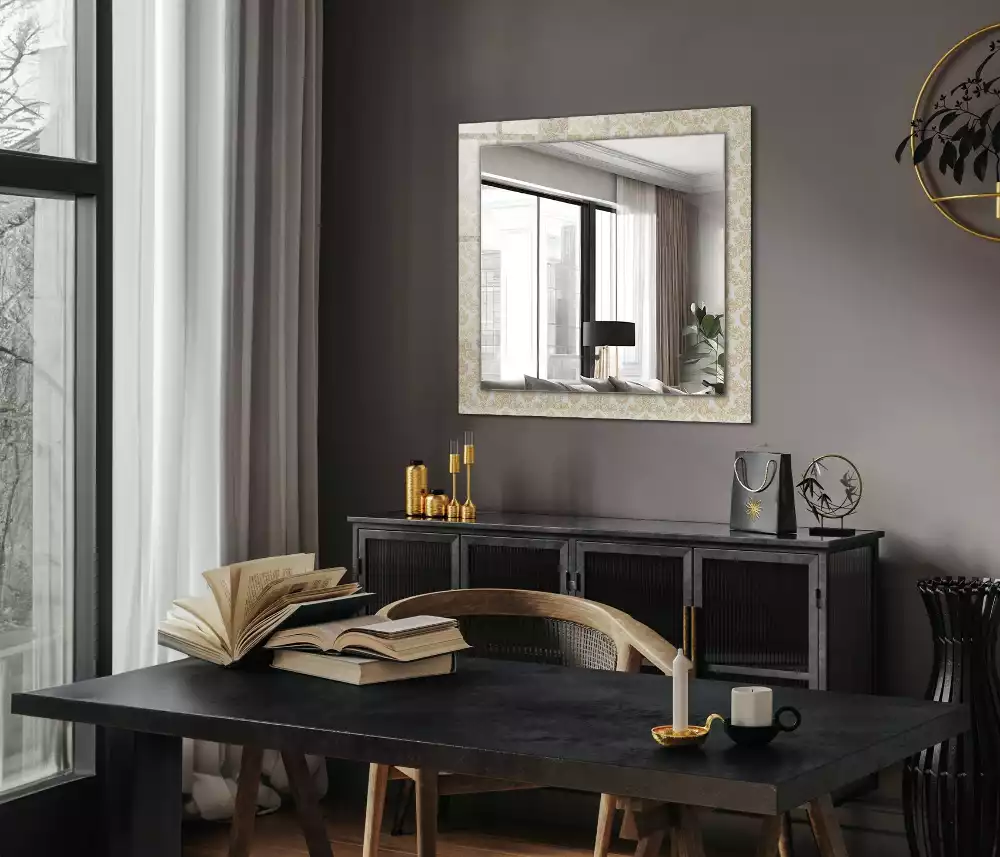 Espejo rectangular impreso Adornos amarillos