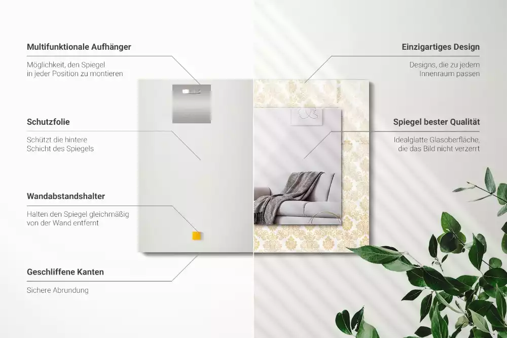 Espejo rectangular impreso Adornos amarillos