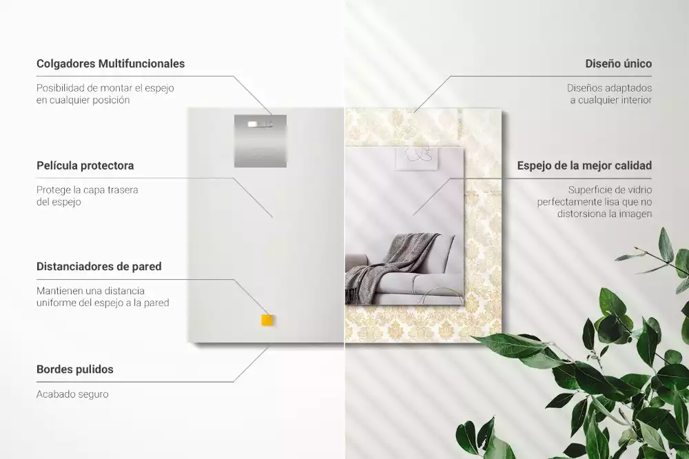 Espejo rectangular impreso Adornos amarillos