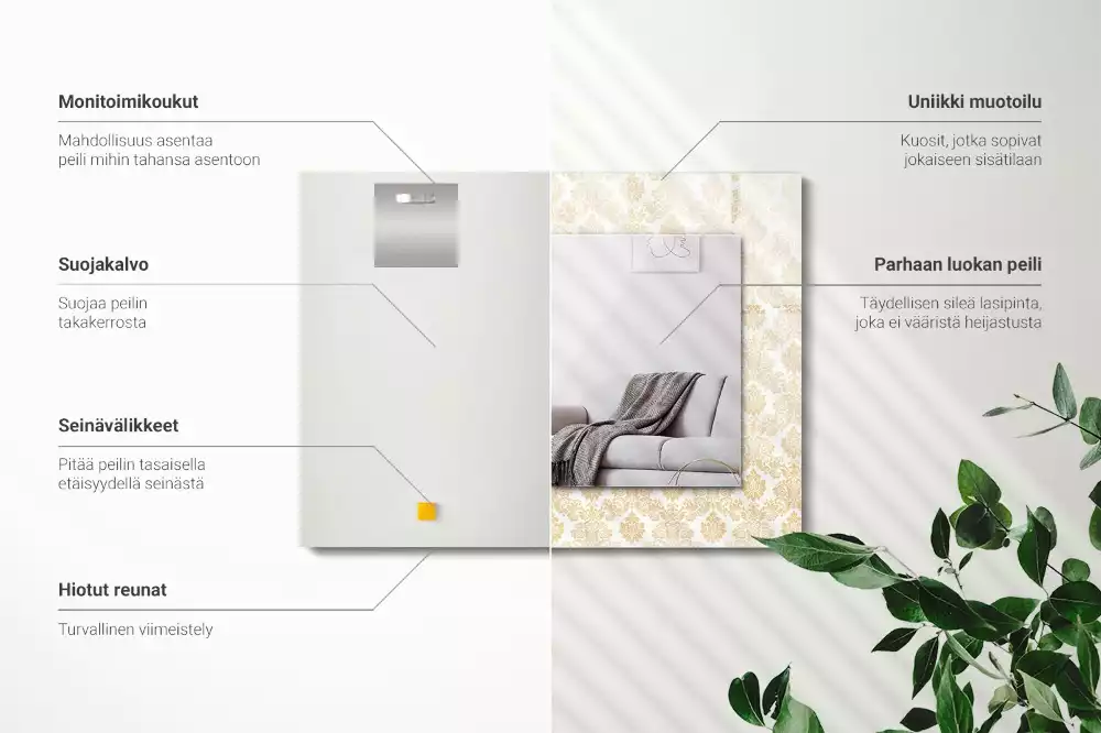 Espejo rectangular impreso Adornos amarillos