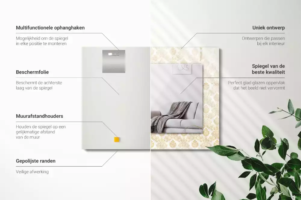 Espejo rectangular impreso Adornos amarillos