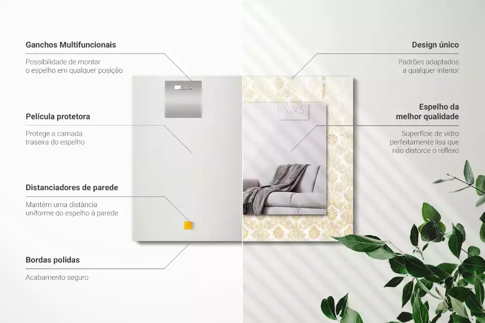 Espejo rectangular impreso Adornos amarillos