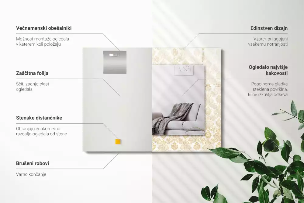 Espejo rectangular impreso Adornos amarillos