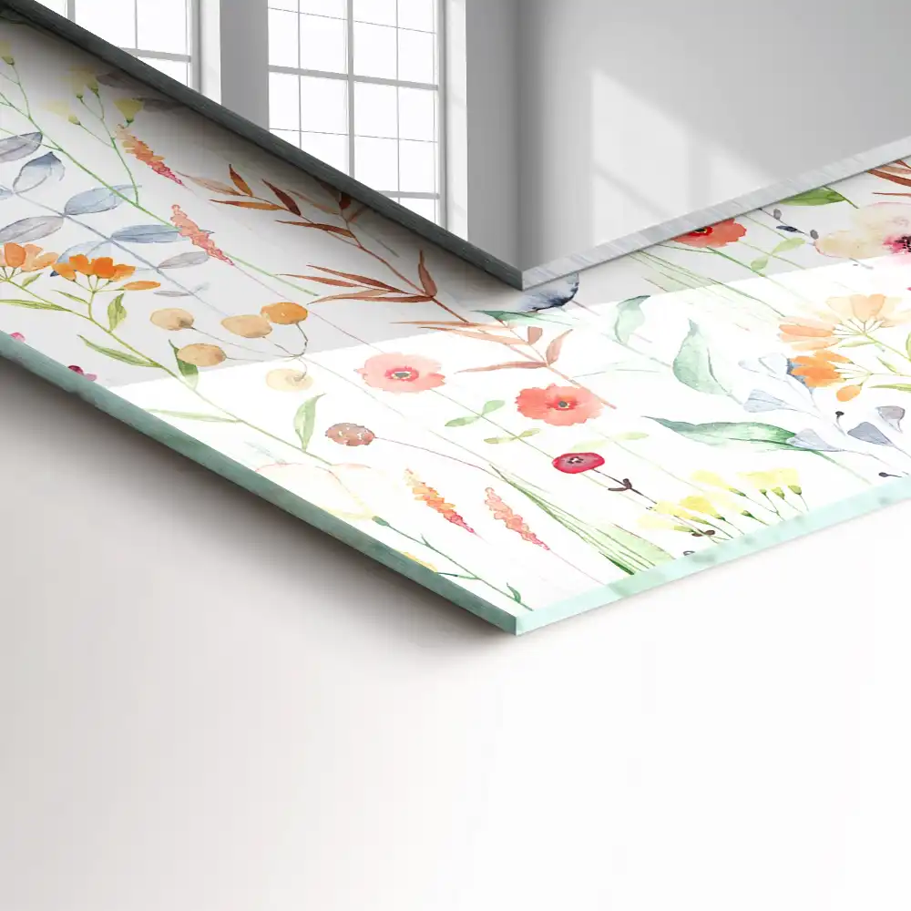Espejo rectangular estampado Patrón floral de acuarela