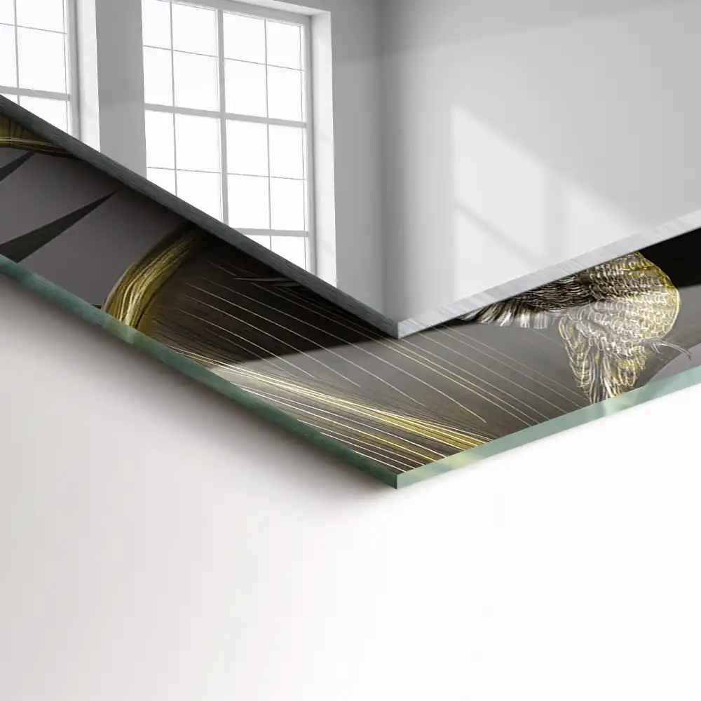 Espejo rectangular estampado Flores y colibríes