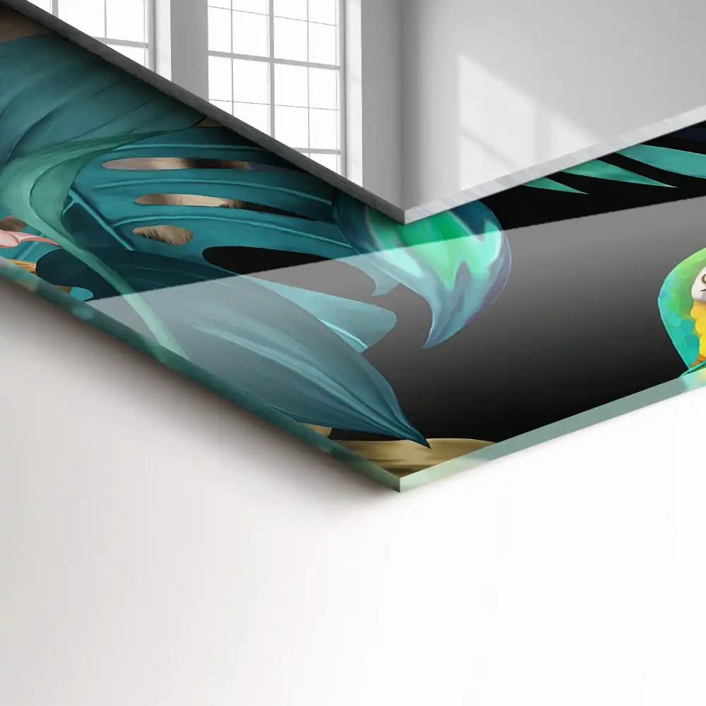 Espejo rectangular impreso Tigres loros selva