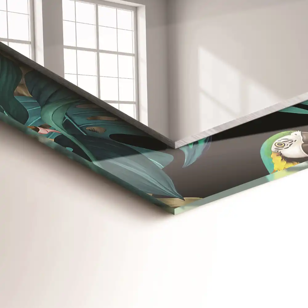 Espejo rectangular impreso Tigres loros selva