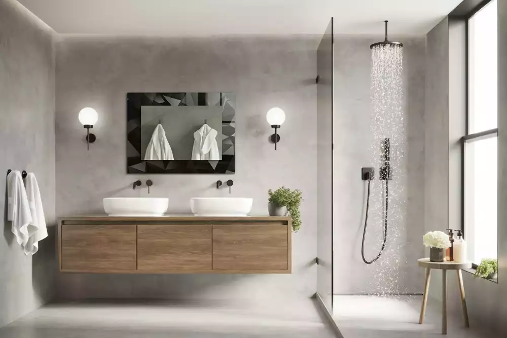 Espejo rectangular impreso Formas geométricas negras