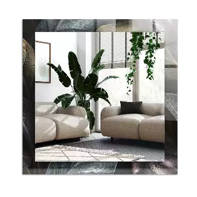 Espejo rectangular estampado Hojas de plantas coloridas