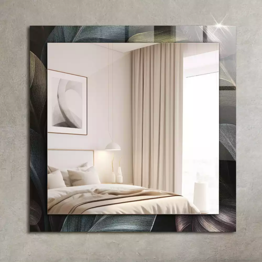 Espejo rectangular estampado Hojas de plantas coloridas