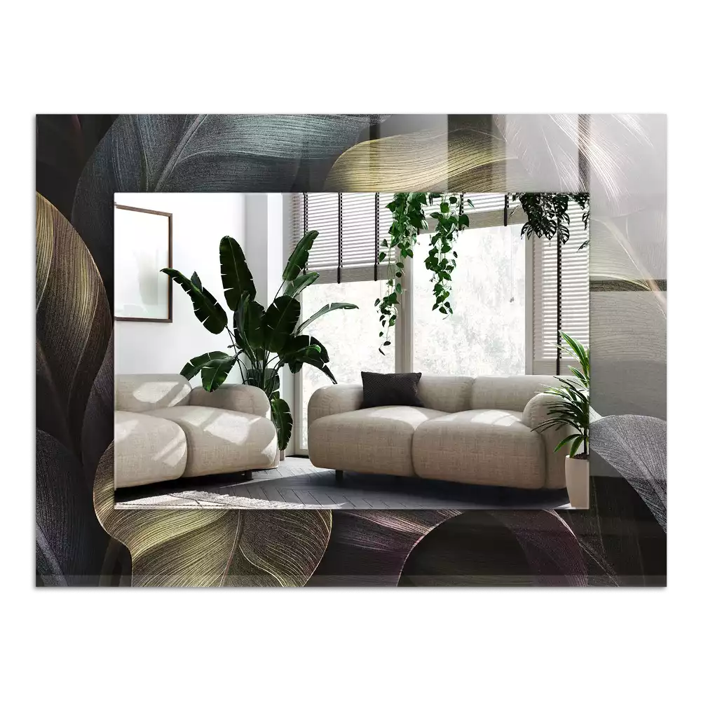 Espejo rectangular estampado Hojas de plantas coloridas