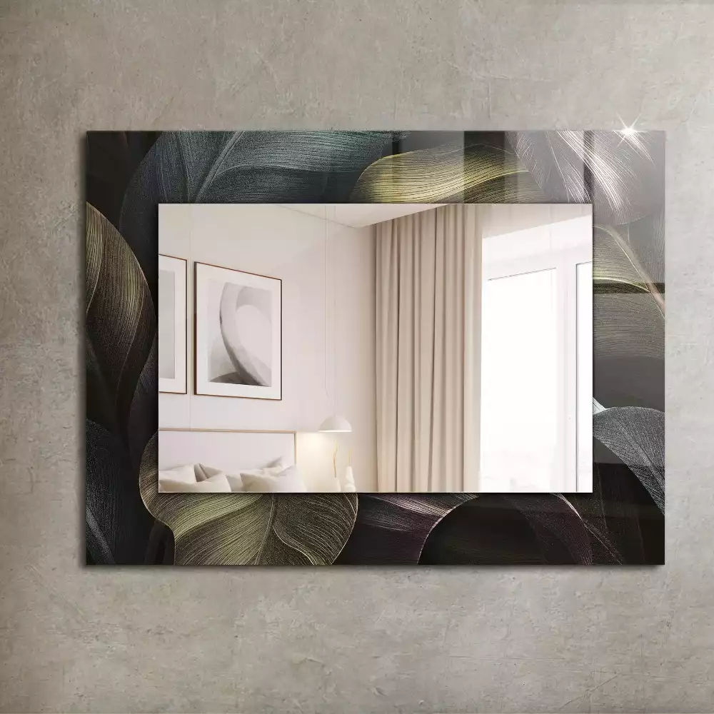 Espejo rectangular estampado Hojas de plantas coloridas