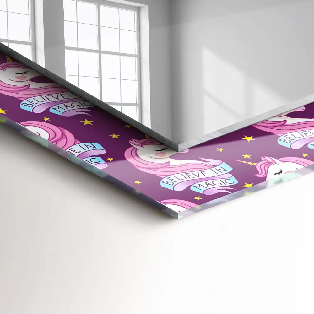 Espejo rectangular impreso Letras de estrellas de unicornios