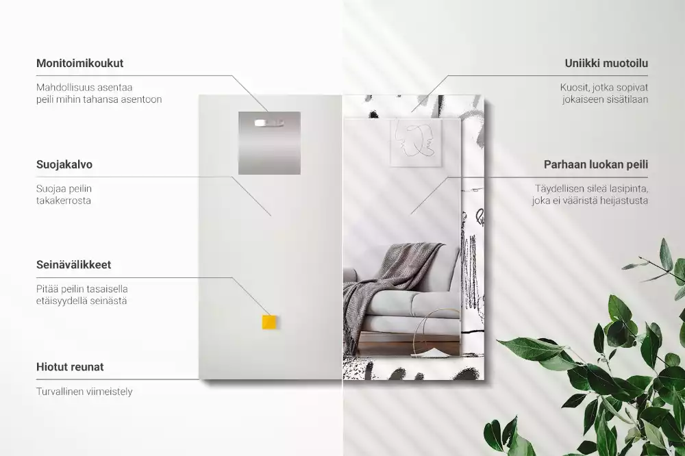 Espejo rectangular estampado Patrones modernos abstractos