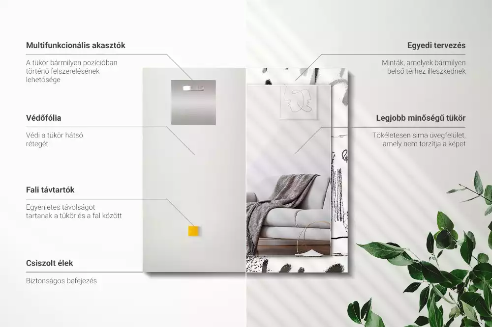 Espejo rectangular estampado Patrones modernos abstractos