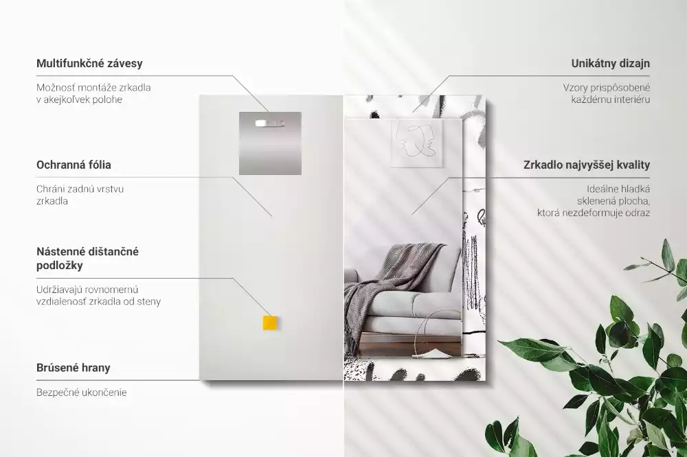 Espejo rectangular estampado Patrones modernos abstractos