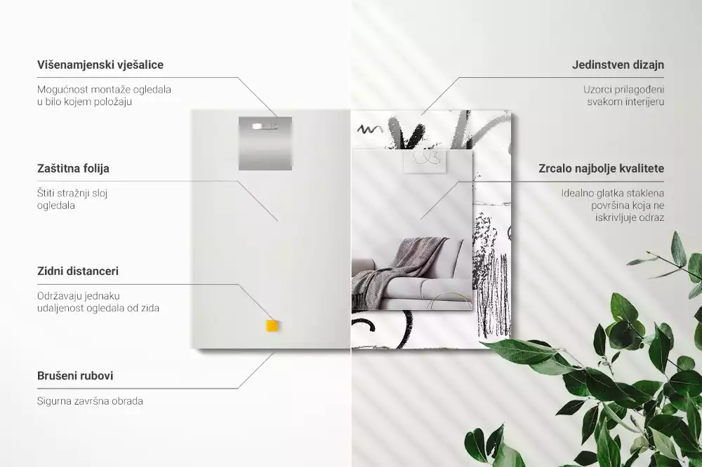 Espejo rectangular estampado Patrones modernos abstractos