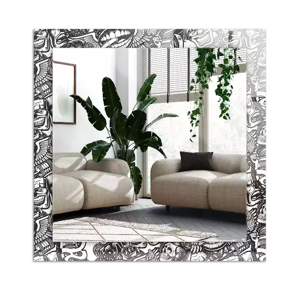 Espejo rectangular estampado Patrones en blanco y negro