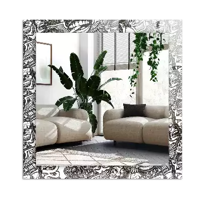 Espejo rectangular estampado Patrones en blanco y negro