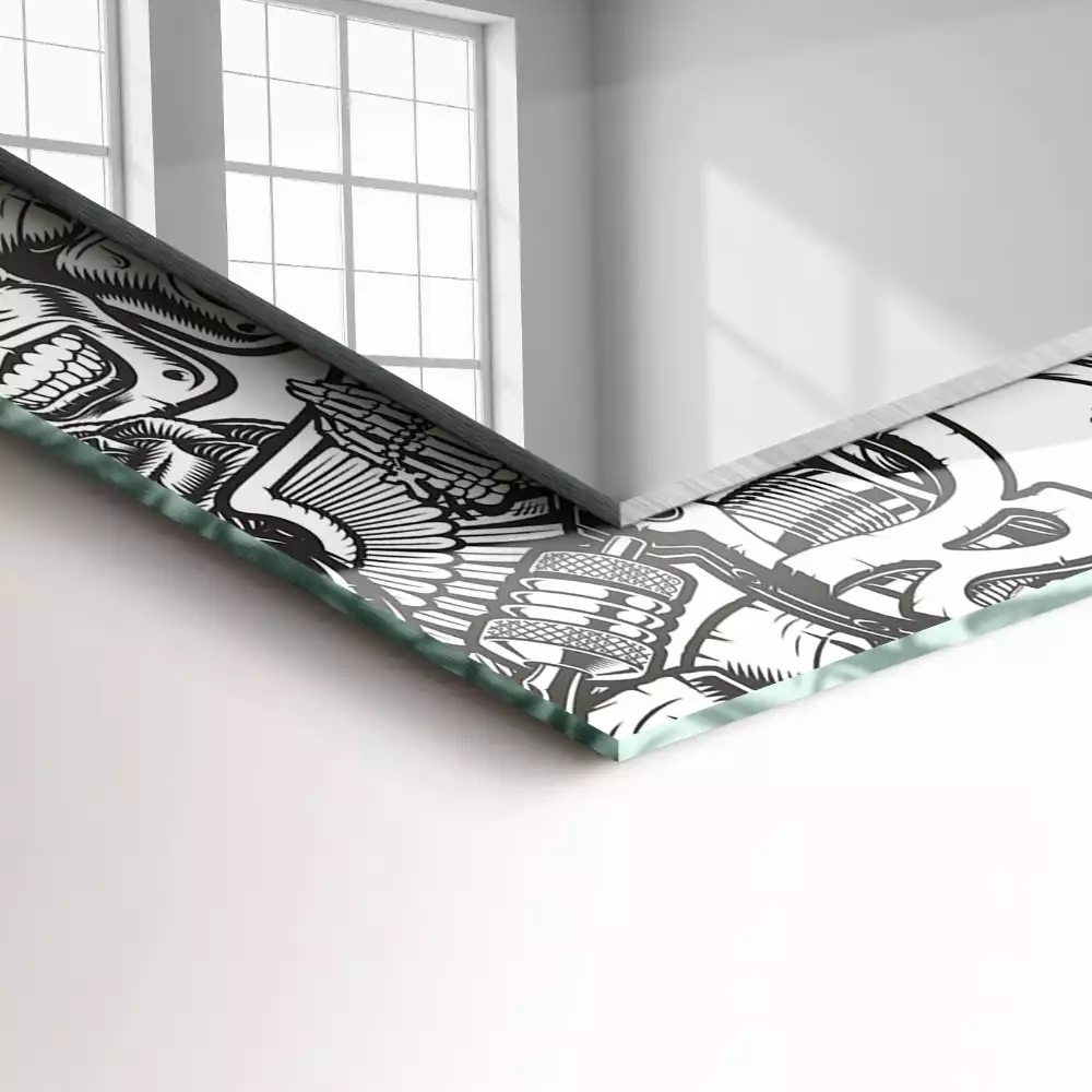 Espejo rectangular estampado Patrones en blanco y negro