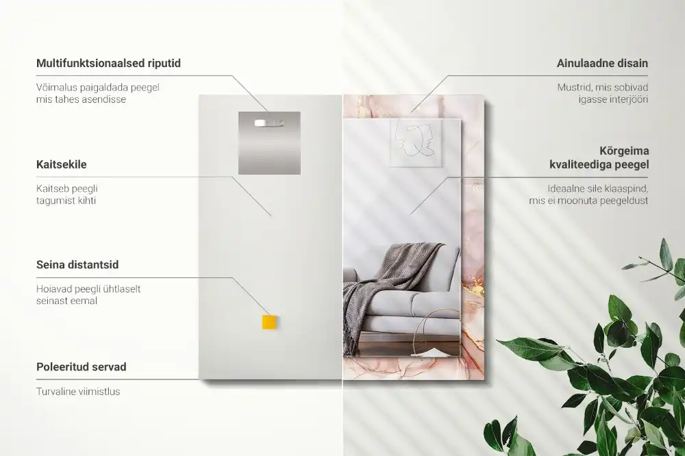 Espejo rectangular impreso Arte abstracto de acuarela