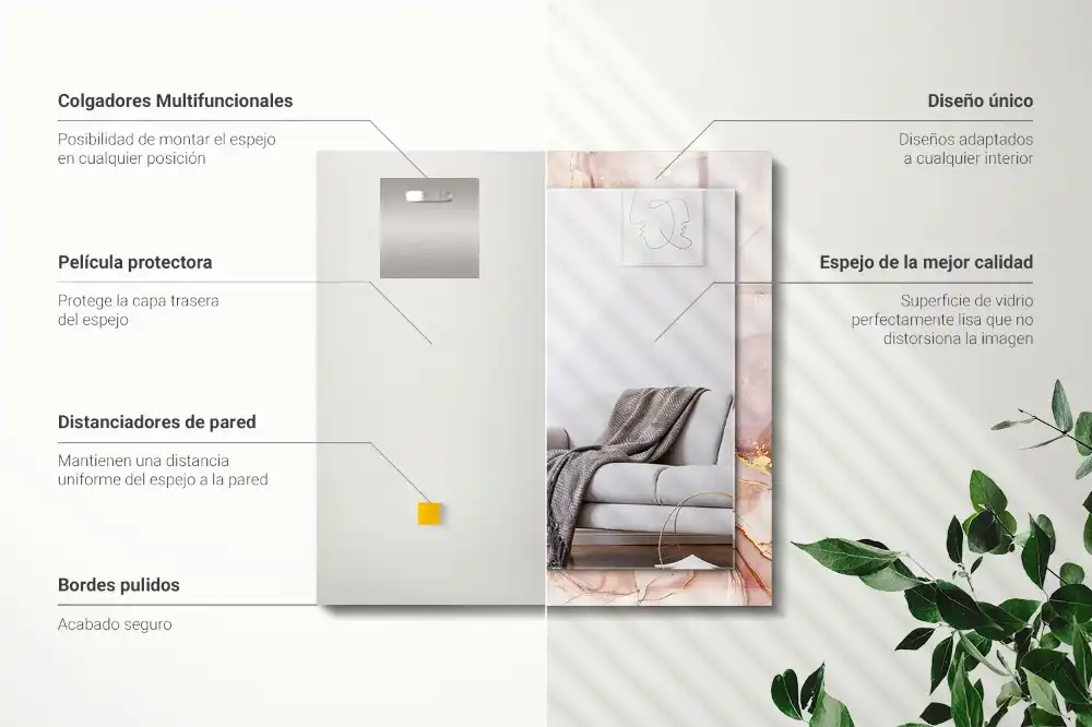 Espejo rectangular impreso Arte abstracto de acuarela